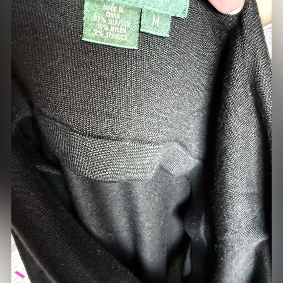 Lauren Ralph Lauren Black Silk Halter Top w/ Sequin Neckline Built-In Bra M - Picture 6 of 16